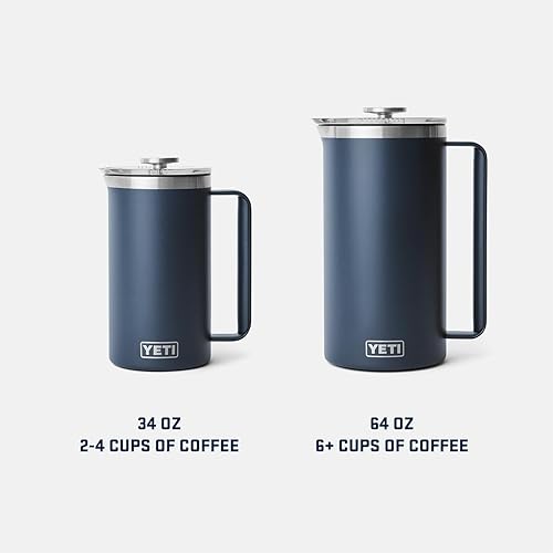 YETI RAMBLER 34 OZ WHITE FRENCH PRESS COFFEE MAKER WITH GROUNDSCONTROL FILTER DURABLE DESIGN