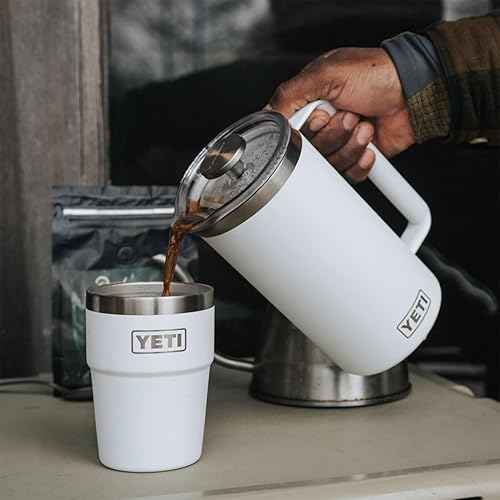 YETI RAMBLER 34 OZ WHITE FRENCH PRESS COFFEE MAKER WITH GROUNDSCONTROL FILTER DURABLE DESIGN