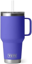 YETI RAMBLER 35 OZ VACUUM INSULATED STAINLESS STEEL TUMBLER WITH HANDLE STRAW LID - ULTRAMARINE VIOL