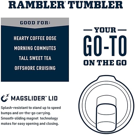 YETI RAMBLER 20 OZ STAINLESS STEEL VACUUM INSULATED TUMBLER WITH MAGSLIDER LID DURABLE CUP