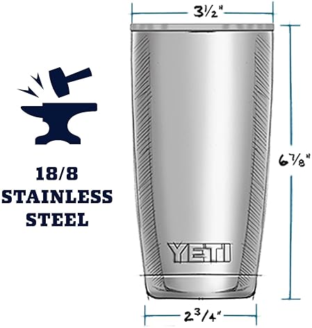 YETI RAMBLER 20 OZ STAINLESS STEEL VACUUM INSULATED TUMBLER WITH MAGSLIDER LID DURABLE CUP