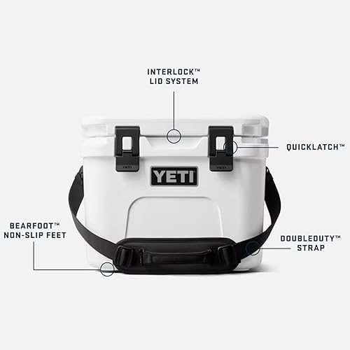 YETI ROADIE 15 HARD COOLER WITH DOUBLEDUTY SHOULDER STRAP DURABLE PORTABLE COOLER BAG