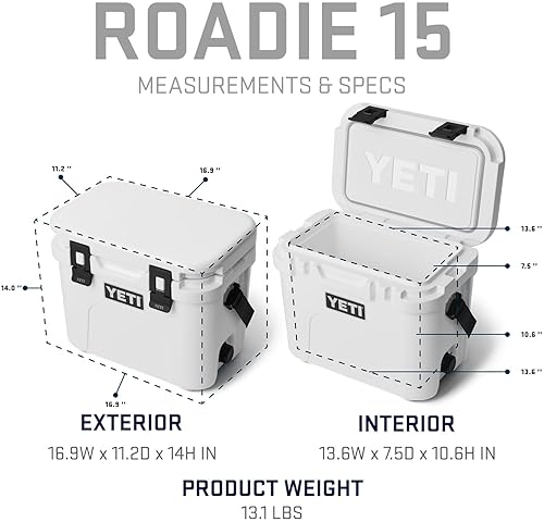 YETI ROADIE 15 HARD COOLER WITH DOUBLEDUTY SHOULDER STRAP DURABLE PORTABLE COOLER BAG