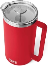 YETI RAMBLER 64 OZ FRENCH PRESS COFFEE MAKER WITH GROUNDSCONTROL FILTER RESCUE RED