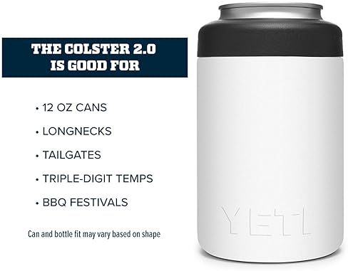 YETI RAMBLER 12 OZ WHITE CAN INSULATOR COLSTER FOR STANDARD SIZE CANS, NO CAN INSERT