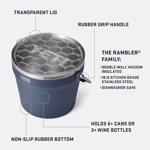 YETI BEVERAGE AND ICE BUCKET HOLDS 6 LONGNECK BOTTLES OR 3 WINE BOTTLES, DURABLE COOLER