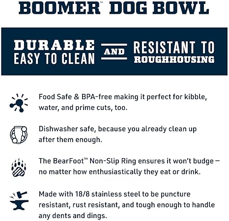 YETI BOOMER 8 STAINLESS STEEL NON-SLIP DOG BOWL - DURABLE 64 OZ PET WATER AND FOOD DISH