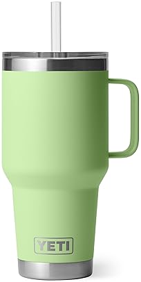 YETI RAMBLER 35 OZ STAINLESS STEEL TUMBLER WITH HANDLE STRAW LID, VACUUM INSULATED MUG KEY LIME