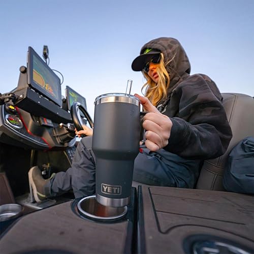 YETI RAMBLER 35 OZ STAINLESS STEEL TUMBLER WITH HANDLE STRAW LID, VACUUM INSULATED MUG KEY LIME