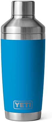 YETI RAMBLER 20 OZ STAINLESS STEEL COCKTAIL SHAKER VACUUM INSULATED BIG WAVE BLUE