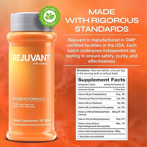 REJUVANT WOMENS AKG LONGEVITY SUPPLEMENT 1000MG PURE CALCIUM ALPHA-KETOGLUTARATE 180 TABLETS