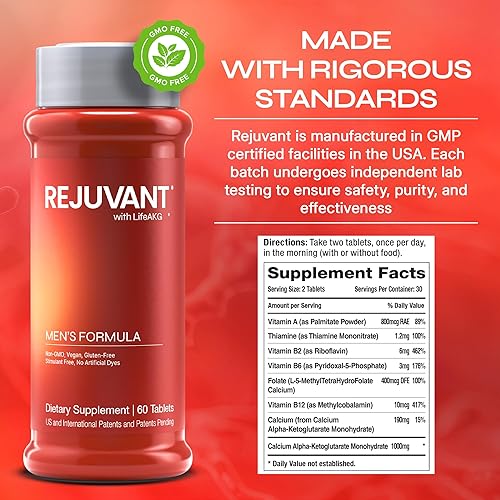 REJUVANT MEN S CALCIUM ALPHA-KETOGLUTARATE 1000MG SUPPLEMENT WITH B-VITAMINS, 60 TABLETS