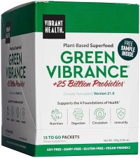 VIBRANT HEALTH GREEN VIBRANCE VEGAN SUPERFOOD POWDER TRAVEL PACK 15 PACKETS