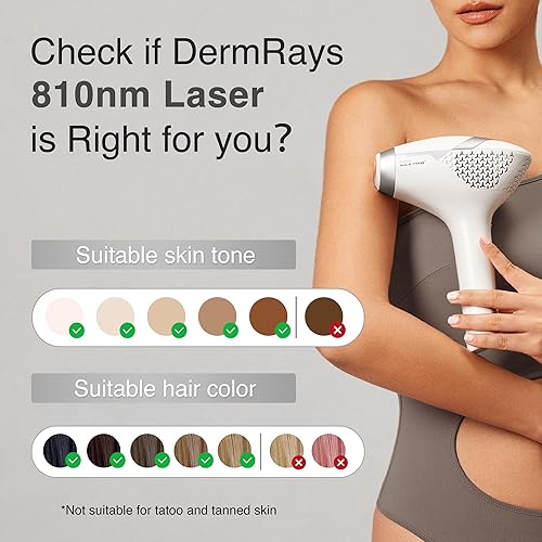 DERMRAYS V8S FDA-CLEARED 810NM DIODE LASER HAIR REMOVAL FOR MEN WOMEN, SKIN TONE 1-5