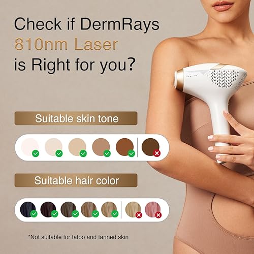 DERMRAYS V4S FDA-CLEARED 810NM LASER HAIR REMOVAL DEVICE FOR SKIN TONE 1-5, PERMANENT RESULTS