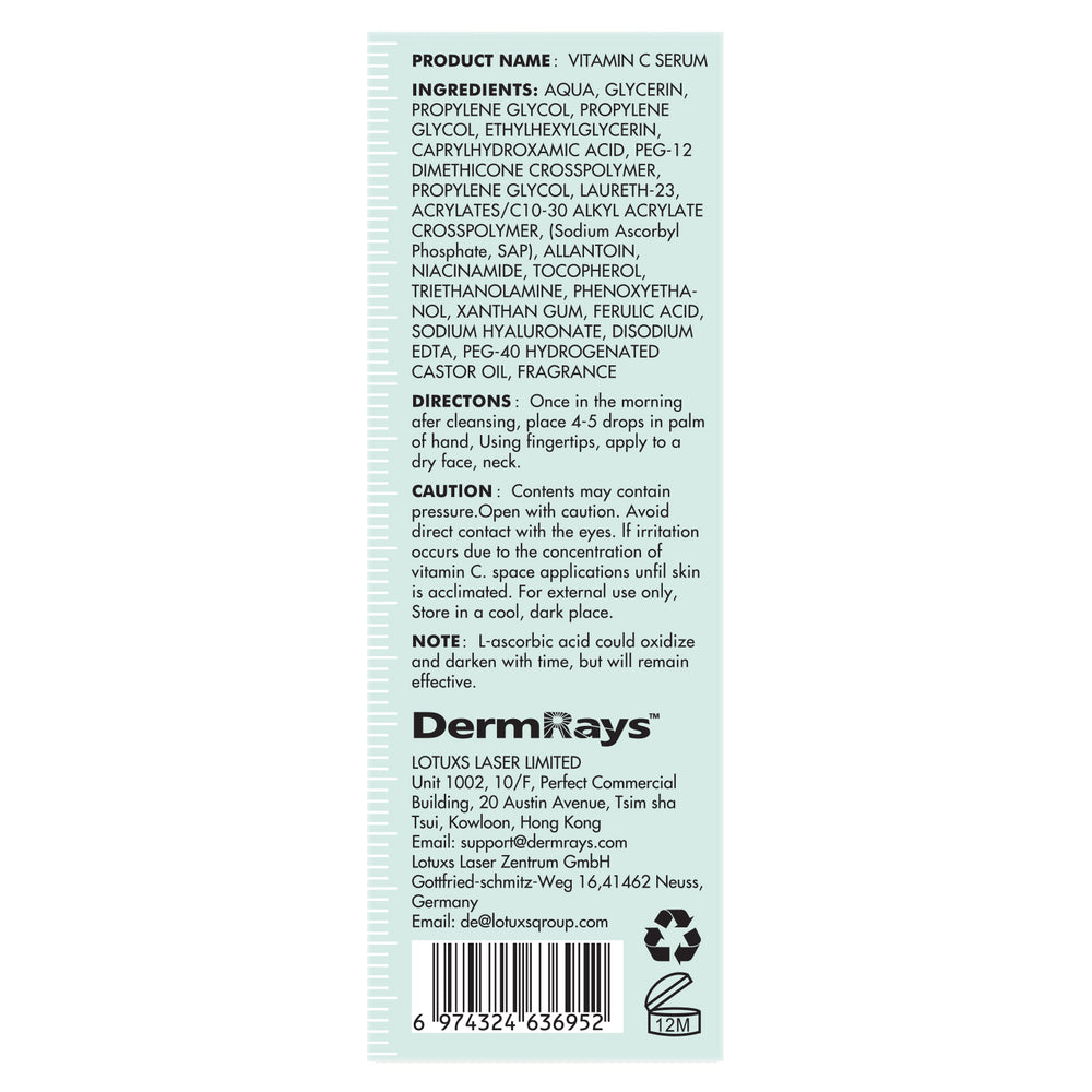 DERMRAYS VITAMIN C·E ANTIOXIDANT SUPPORT SERUM