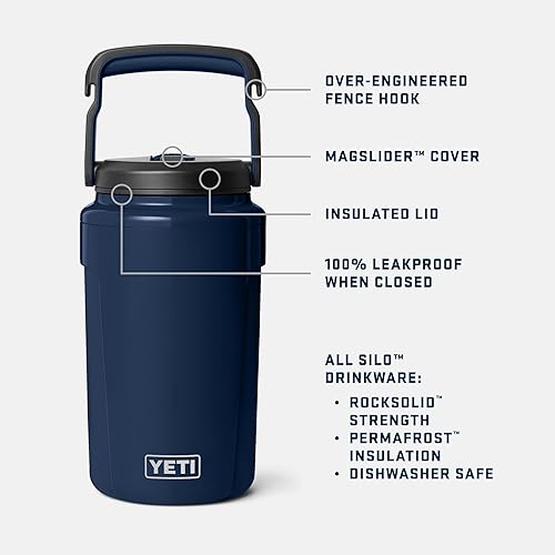 YETI SILO HALF GALLON INSULATED WATER JUG WITH STRAW CAP FENCE HOOK LEAKPROOF, LIGHTWEIGHT, ICE-COLD