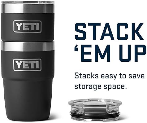 YETI RAMBLER 8OZ INSULATED COFFEE MUG WITH LID STACKABLE, DOUBLE-WALL VACUUM, DISHWASHER SAFE