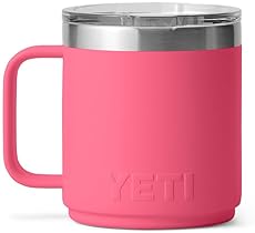 YETI RAMBLER 10 OZ STACKABLE CERAMIC LINED STAINLESS STEEL MUG WITH MAGSLIDER LID, TROPICAL PINK