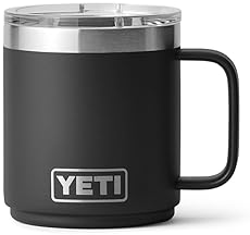 YETI RAMBLER 10 OZ BLACK STACKABLE CERAMIC LINED STAINLESS STEEL MUG WITH VACUUM INSULATION