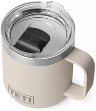 YETI RAMBLER 10 OZ CERAMIC LINED STACKABLE STAINLESS STEEL MUG WITH MAGSLIDER LID, CAPE TAUPE