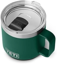 YETI RAMBLER 14 OZ STACKABLE CERAMIC LINED MUG, VACUUM INSULATED STAINLESS STEEL, BLACK FOREST GREEN