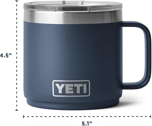 YETI RAMBLER 14 OZ CERAMIC LINED STACKABLE STAINLESS STEEL MUG WITH VACUUM INSULATION MAGSLIDER LID