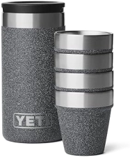 YETI SHOT GLASS SET OF 4 WITH DURABLE CARRYING CASE PREMIUM STAINLESS STEEL DRINKWARE