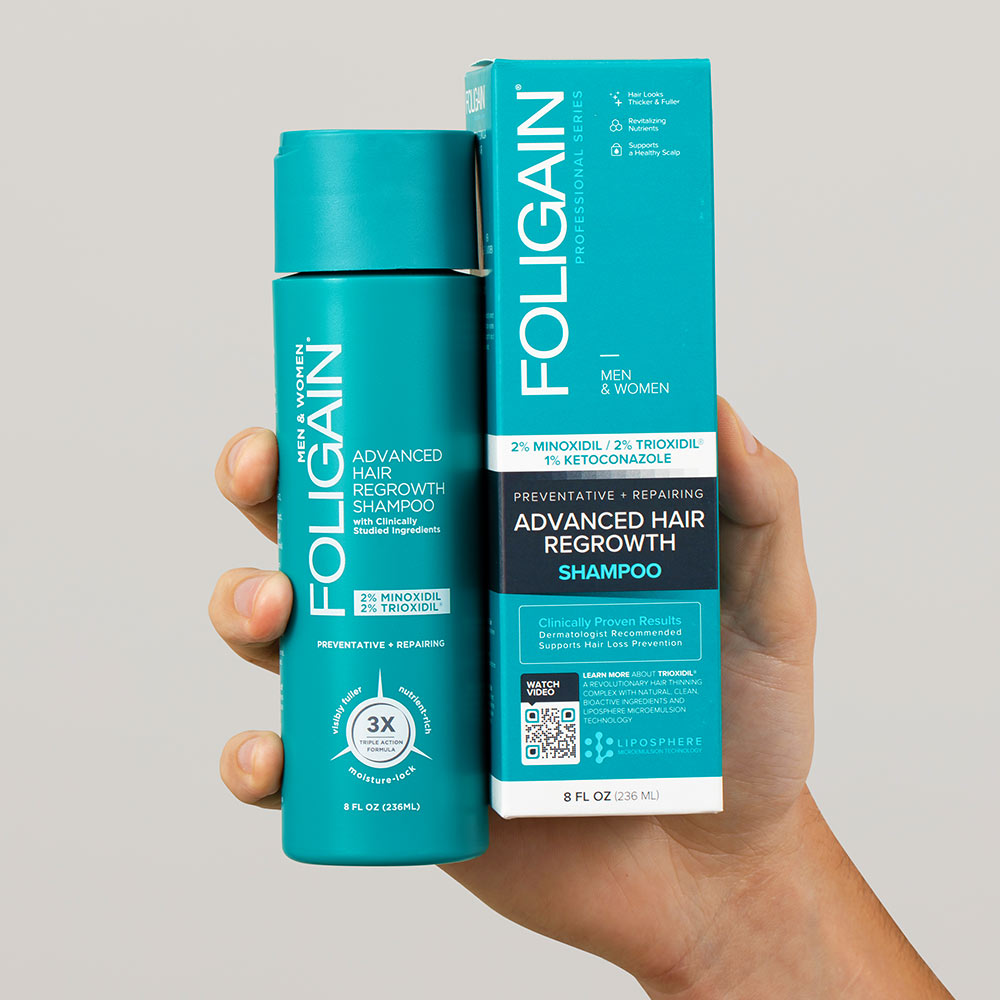 FOLIGAIN ADVANCED HAIR REGROWTH HAIR SHAMPOO WITH 2% MINOXIDIL AND 2% TRIOXIDIL®