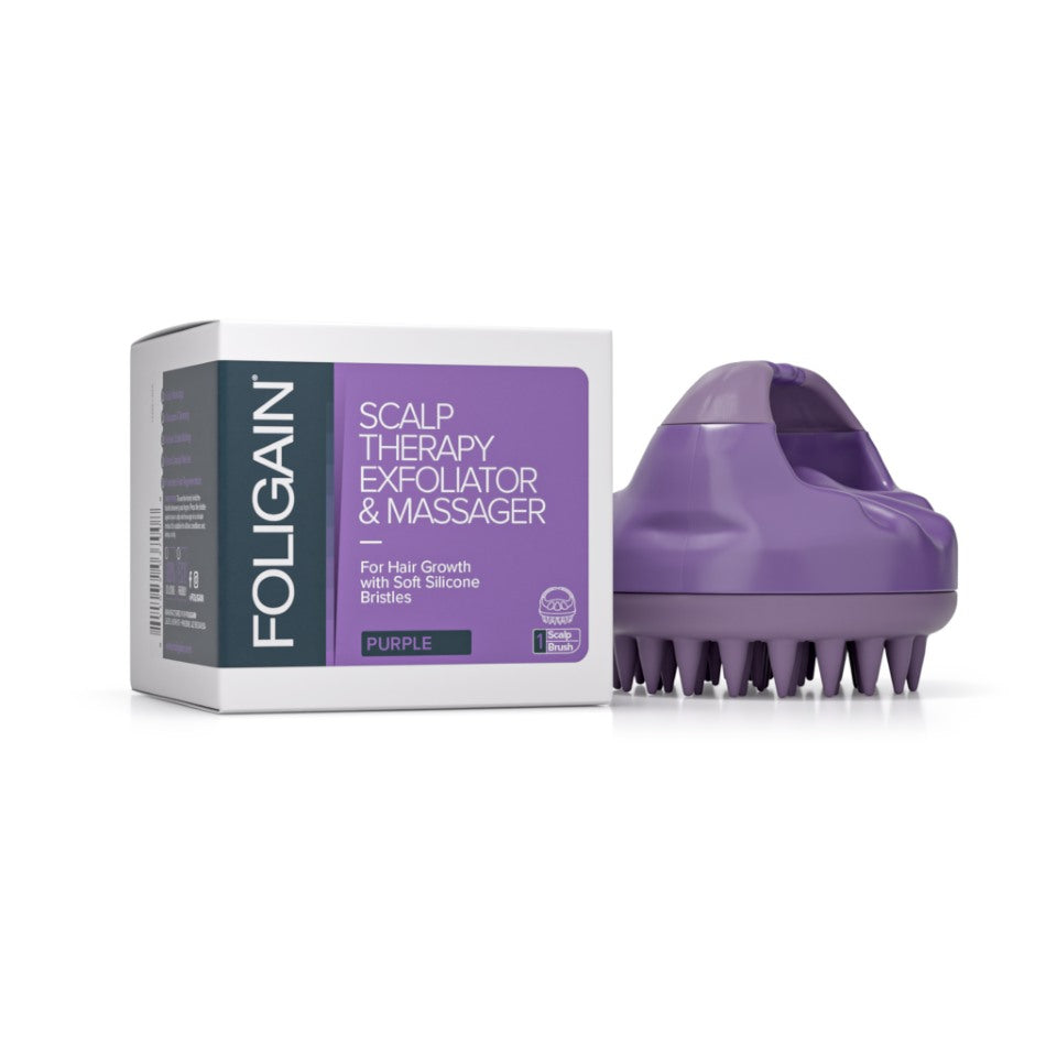 FOLIGAIN SCALP THERAPY EXFOLIATOR & MASSAGER IN PURPLE
