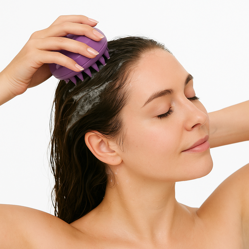 FOLIGAIN SCALP THERAPY EXFOLIATOR & MASSAGER IN PURPLE