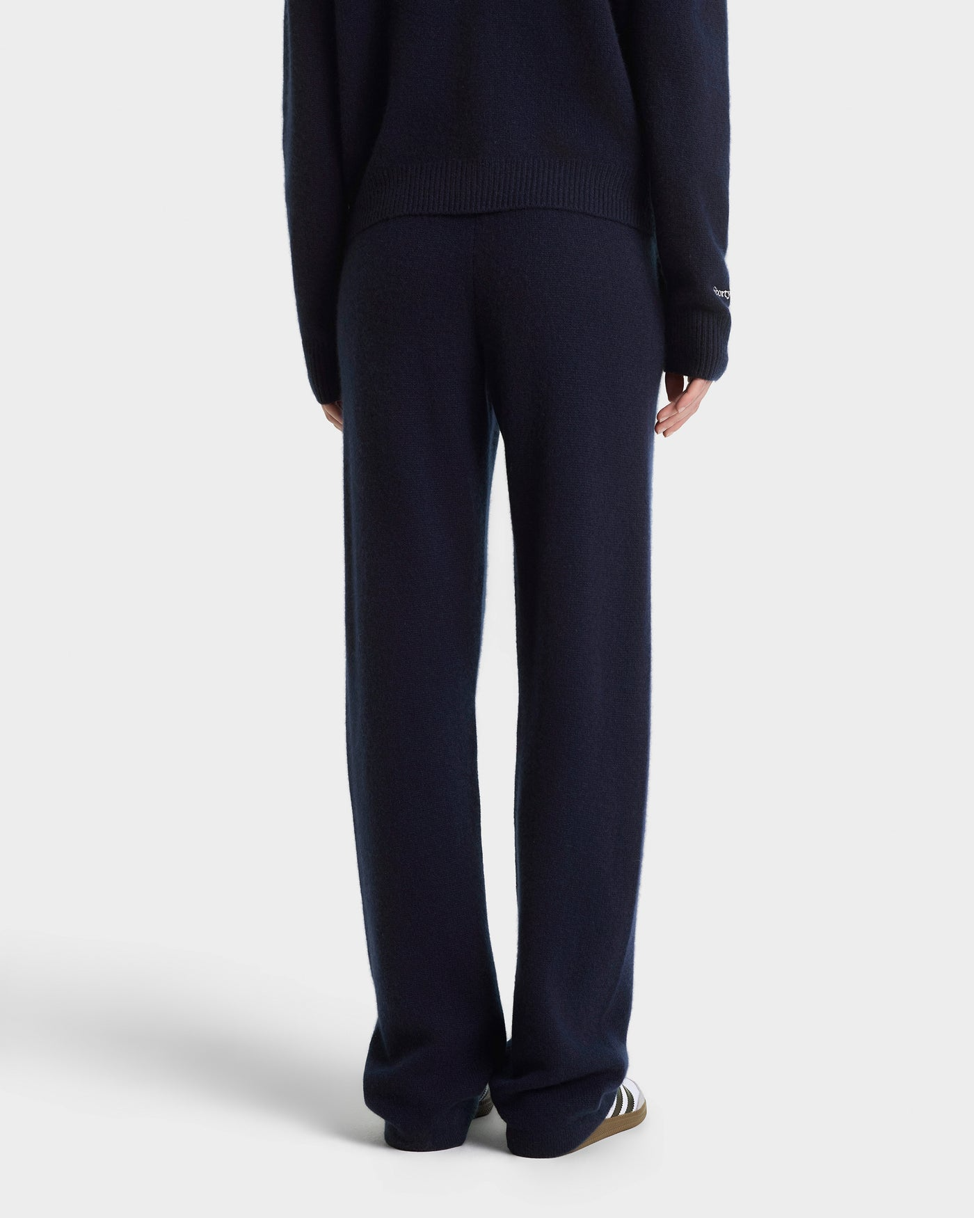 SPORTY&RICH HERITAGE YANKEES SERIF CASHMERE TROUSERS - NAVY/WHITE