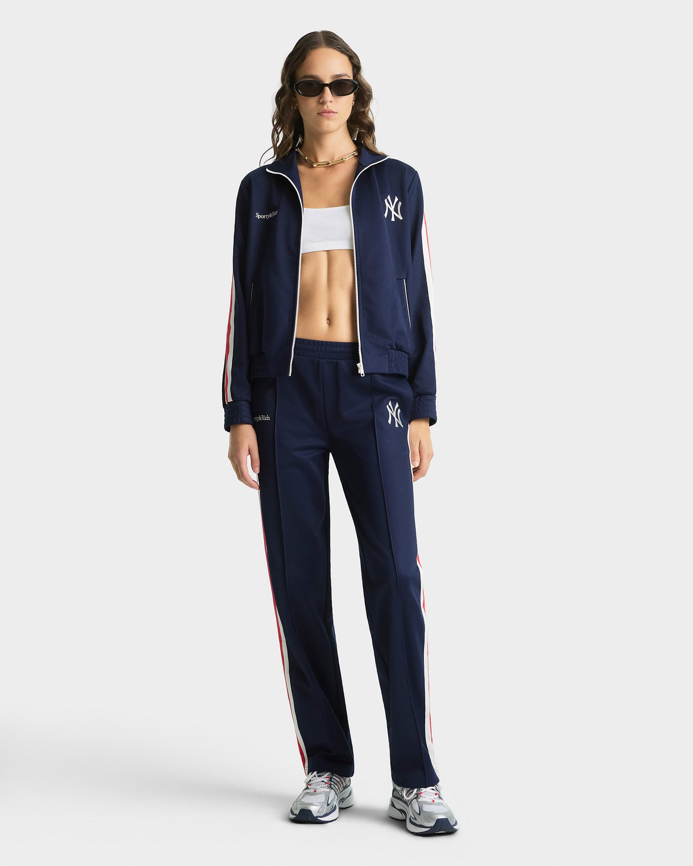 SPORTY&RICH YANKEES SERIF TRACK PANT - NAVY/WHITE/RED
