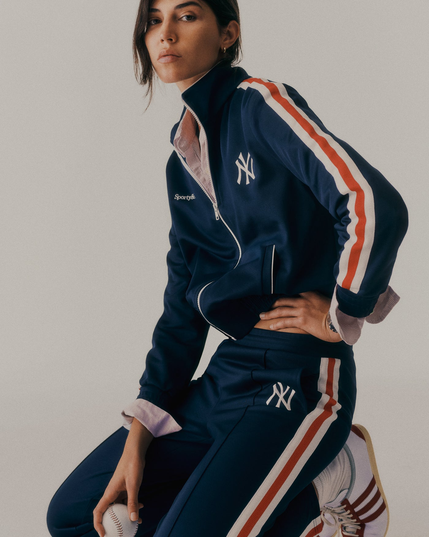 SPORTY&RICH YANKEES SERIF TRACK PANT - NAVY/WHITE/RED