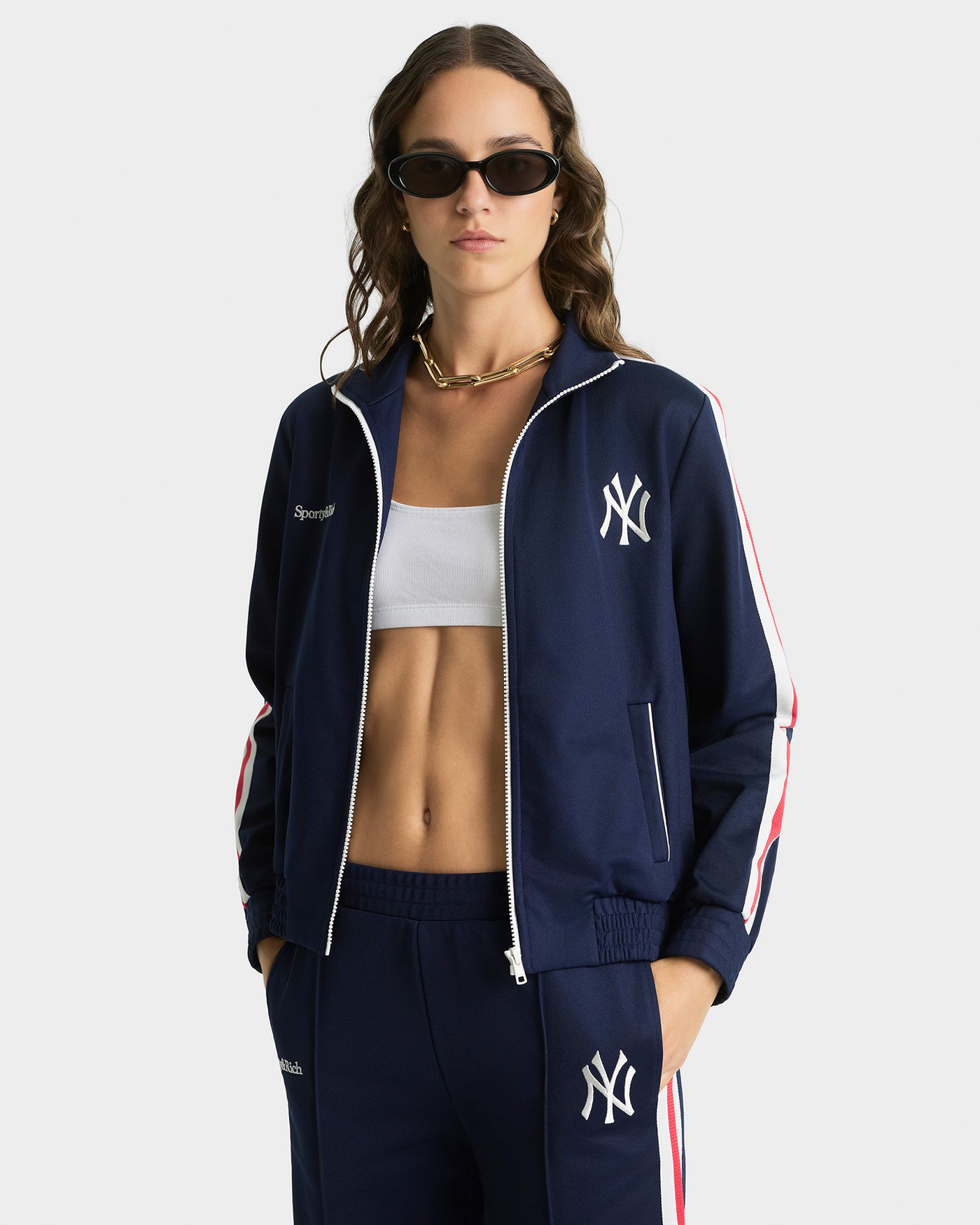 SPORTY&RICH YANKEES SERIF TRACK PANT - NAVY/WHITE/RED
