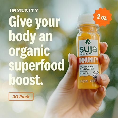 SUJA ORGANIC IMMUNITY DEFENSE SHOTS 20 PACK WITH TURMERIC, GINGER - PLANT-BASED, GLUTEN-FREE