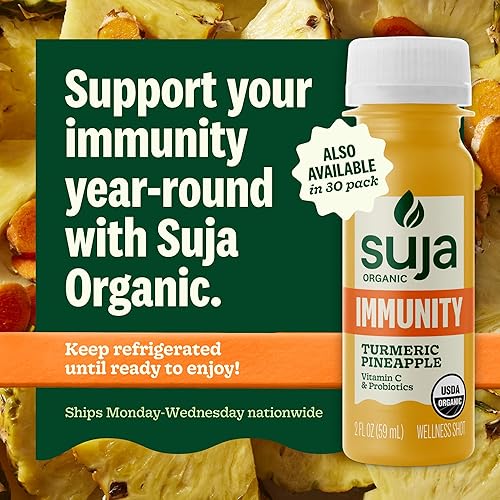 SUJA ORGANIC IMMUNITY DEFENSE SHOTS 20 PACK WITH TURMERIC, GINGER - PLANT-BASED, GLUTEN-FREE
