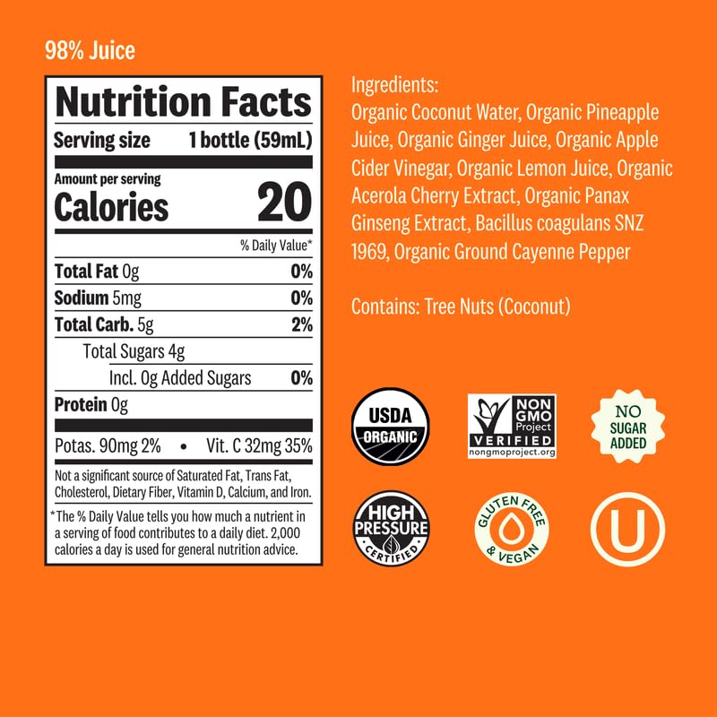SUJA ORGANIC DIGESTION SHOT WITH GINGER APPLE CIDER VINEGAR - IMMUNITY DIGESTIVE SUPPORT
