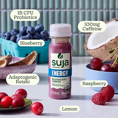 SUJA ORGANIC ENERGY SHOT WITH COFFEE FRUIT REISHI MUSHROOM 100MG NATURAL CAFFEINE, PLANT-BASED