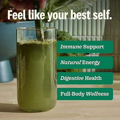 SUJA ORGANIC GREENS POWDER WITH PROBIOTICS, SPIRULINA VEGAN SUPERFOOD DRINK MIX, 30 SERVINGS