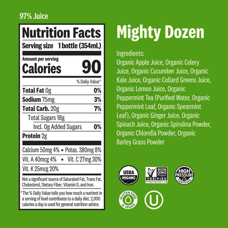 SUJA ORGANIC GREEN JUICE VARIETY PACK - 12 BOTTLES PLANT-BASED GLUTEN-FREE 12 FL OZ EACH