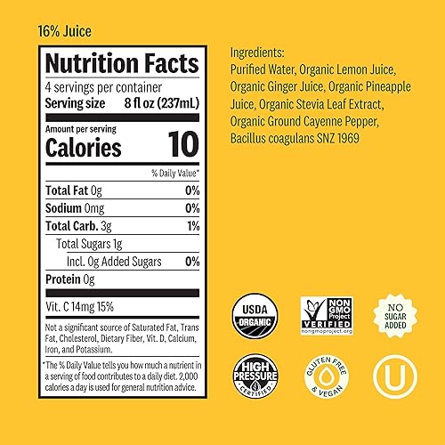 SUJA ORGANIC GINGER LOVE COLD PRESSED JUICE, ANTIOXIDANT VITAMIN C, 32 FL OZ BOTTLE