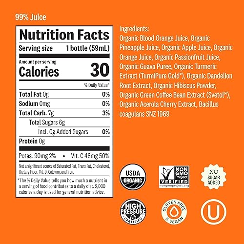 SUJA ORGANIC BLOOD ORANGE DETOX WELLNESS SHOTS WITH DANDELION ROOT HIBISCUS, 2 FL OZ, 10 PACK