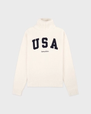 SPORTY&RICH USA KNITTED TURTLENECK - ECRU/NAVY