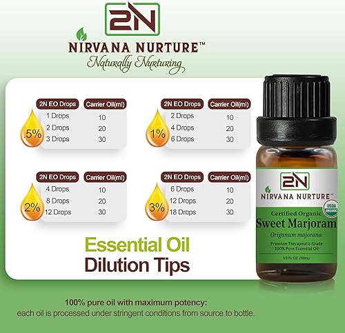 NIRVANA NURTURE SWEET MARJORAM ESSENTIAL OIL USDA ORGANIC 100 PURE NATURAL PREMIUM UNDILUTED GRADE