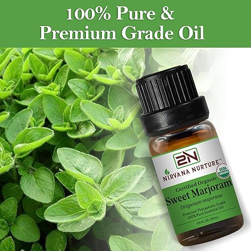 NIRVANA NURTURE SWEET MARJORAM ESSENTIAL OIL USDA ORGANIC 100 PURE NATURAL PREMIUM UNDILUTED GRADE