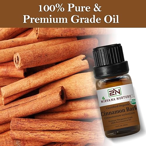 NIRVANA NURTURE USDA ORGANIC CINNAMON BARK ESSENTIAL OIL - 100 PURE, NATURAL, PREMIUM GRADE, UNDILUTED