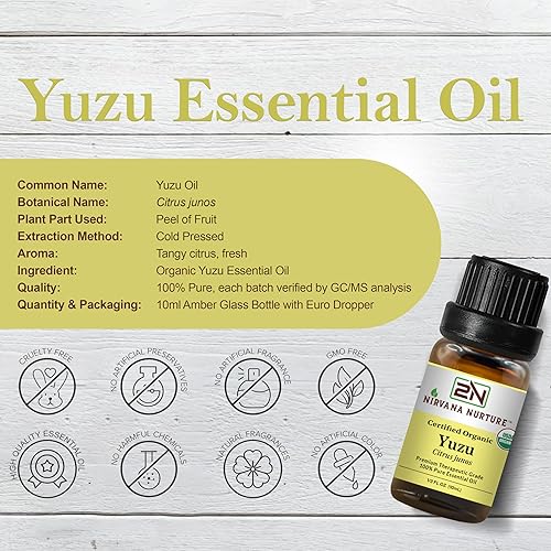 NIRVANA NURTURE YUZU ESSENTIAL OIL USDA CERTIFIED, 100 PURE, NATURAL, PREMIUM GRADE, UNDILUTED