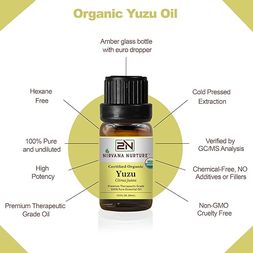 NIRVANA NURTURE YUZU ESSENTIAL OIL USDA CERTIFIED, 100 PURE, NATURAL, PREMIUM GRADE, UNDILUTED