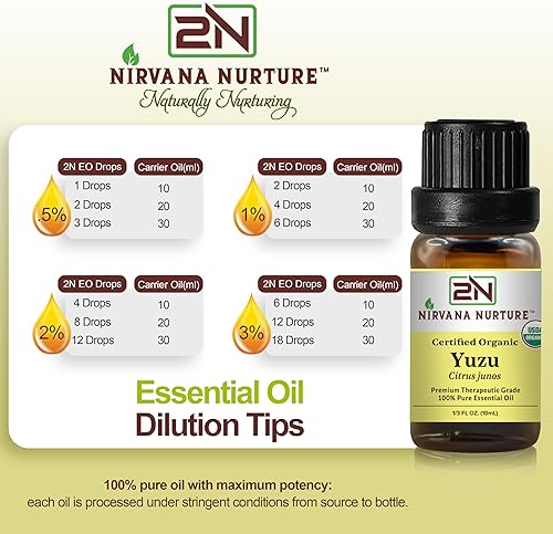 NIRVANA NURTURE YUZU ESSENTIAL OIL USDA CERTIFIED, 100 PURE, NATURAL, PREMIUM GRADE, UNDILUTED